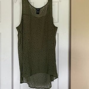 Plus Size Green Textured Tank Top Blouse